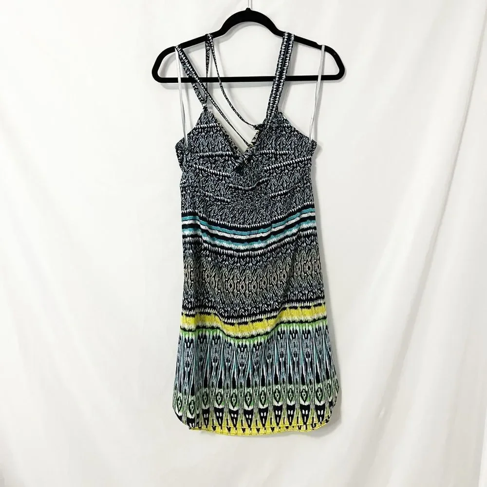 🟢Athleta Marbella Blue Green Yellow Halter Semi Fitted Dress Size S - Picture 6 of 10